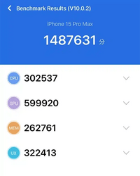 iphone15promax-antutu2 | iphone review.jp iPhone15 Pro MaxのAntutu Benchmark結果 2回目