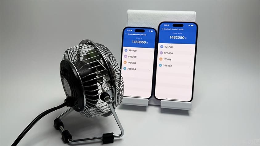 iphone16-plus-cooler | iphone review.jp iPhone16 /16 Plus AnTuTu ベンチマーク
扇風機で冷却する