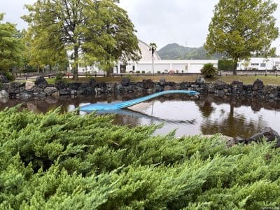 水に浮かぶ首長竜のオブジェ | iphone review.jp iPhone17 カメラ 水に浮かぶ首長竜のオブジェ